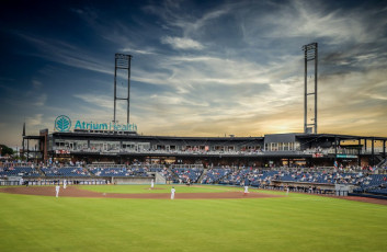 Atrium Health Ballpark in Downtown Kannapolis, NC - Home of the Kannapolis Cannon Ballers (Photo credit Explore Cabarrus)