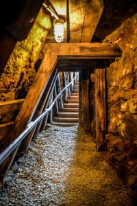 stairs to underground mine tunnel